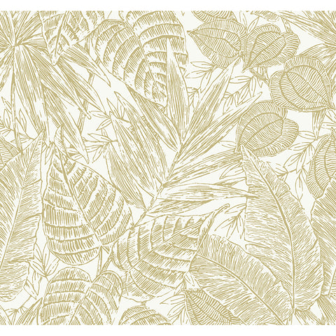 4034-72117 Brentwood Yellow Palm Leaves Wallpaper by Scott Living