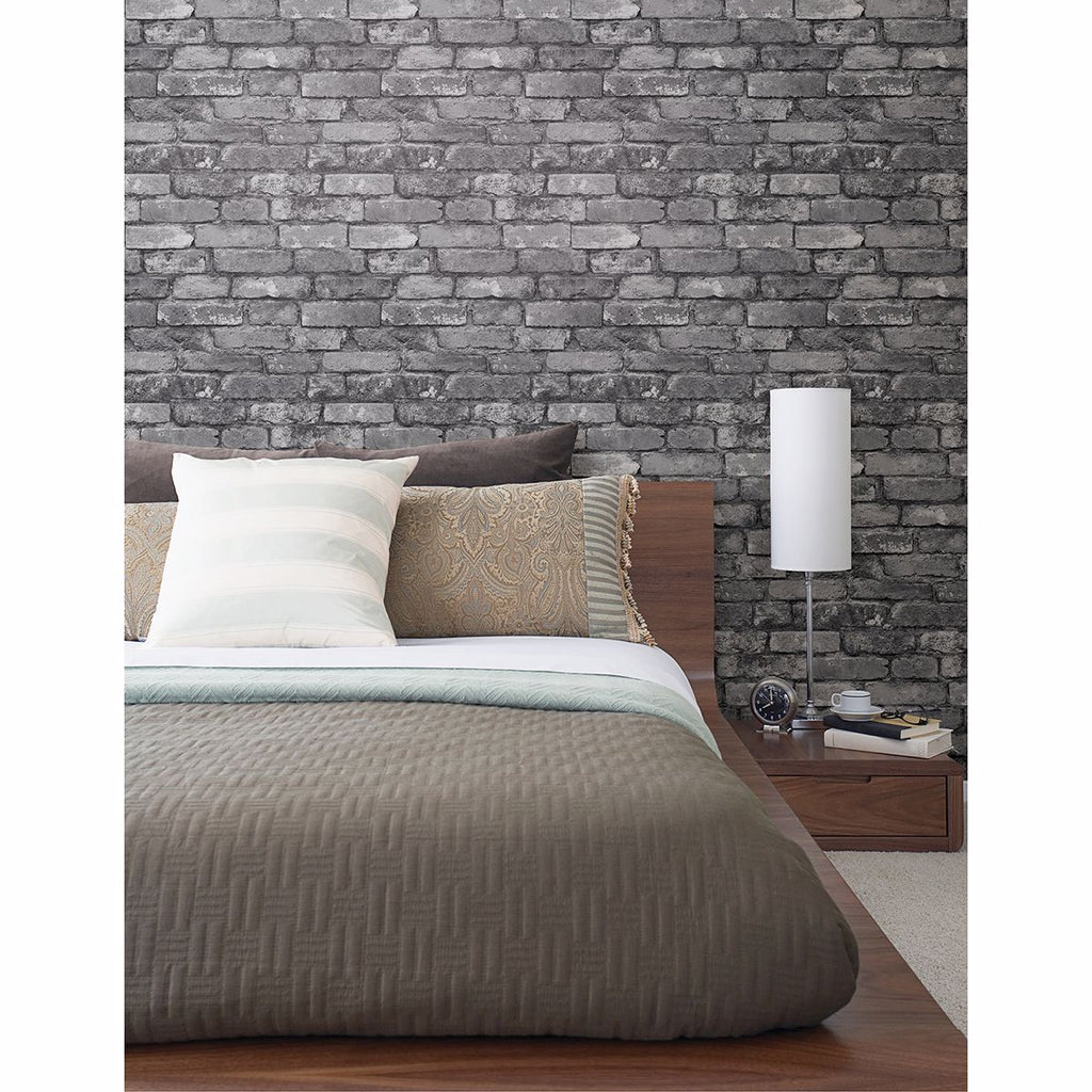 2922-21260 Debs Grey Exposed Brick Wallpaper – wallcoveringsmart - Grey Exposed Brick Wall Decor Online Store