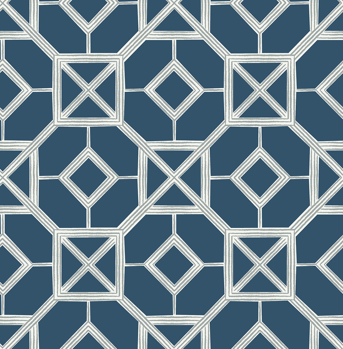4014-26411 Livia Dark Blue Trellis Wallpaper – wallcoveringsmart