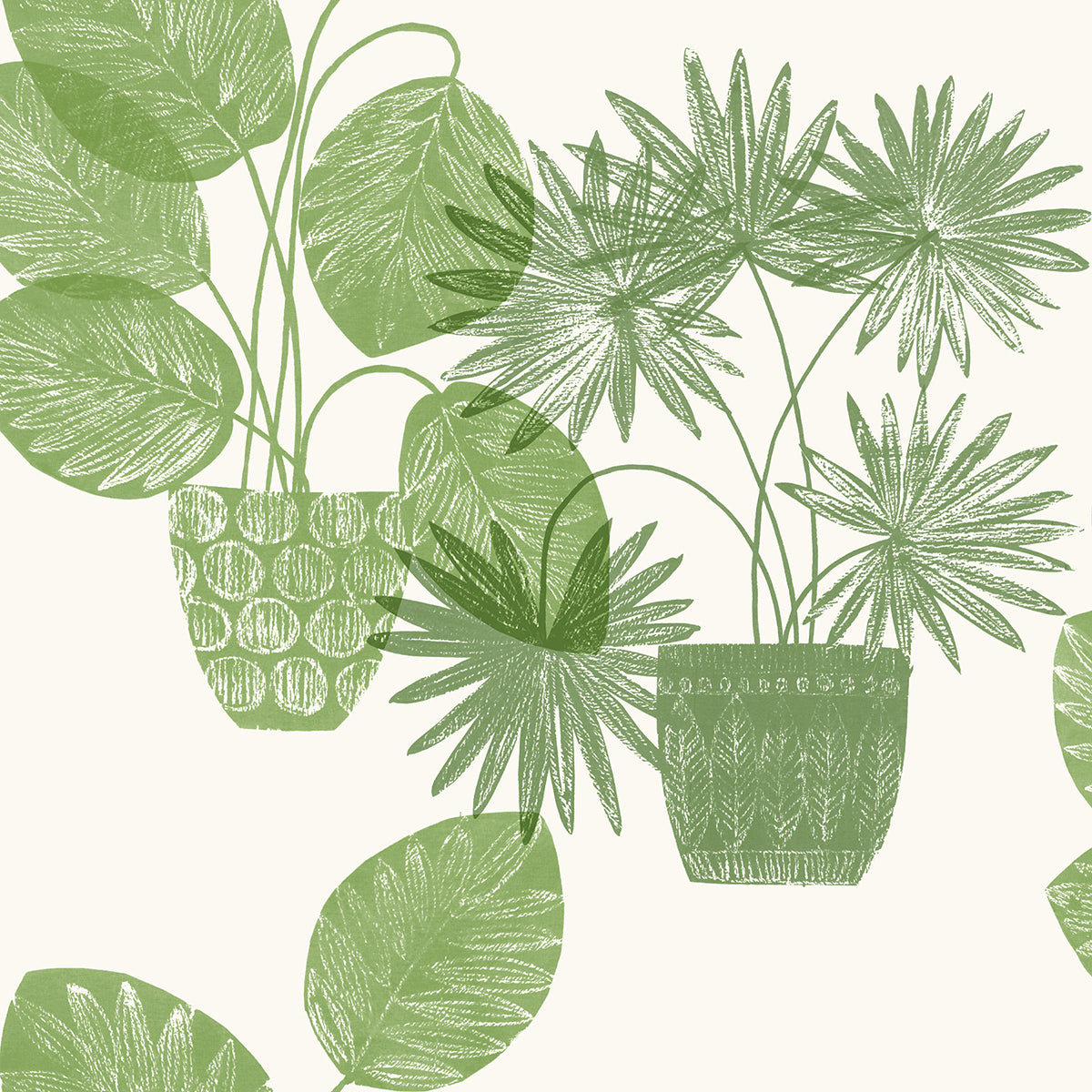 background image of potted plants 4014-87558 Aida Green Potted Plant Wallpaper – wallcoveringsmart
