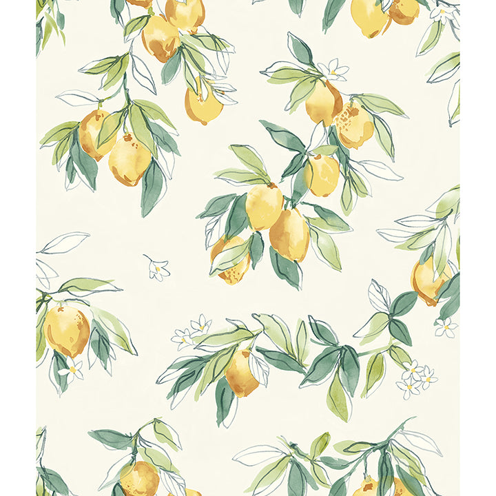 4134-72510 Lemonade Yellow Citrus Wallpaper – wallcoveringsmart