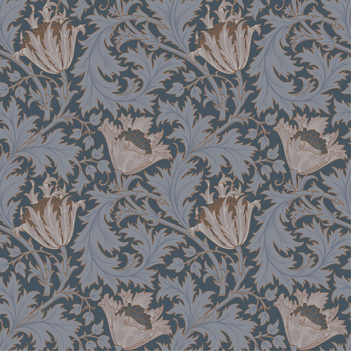 4153-82006 Anemone Dark Blue Floral Trail Wallpaper