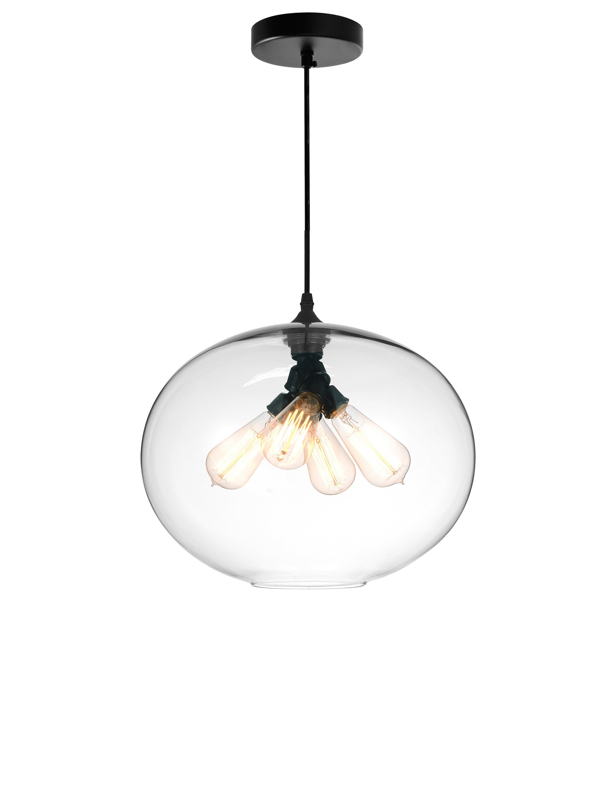 5553P16-Clear Glass 4 Light Down Pendant With Clear Finish