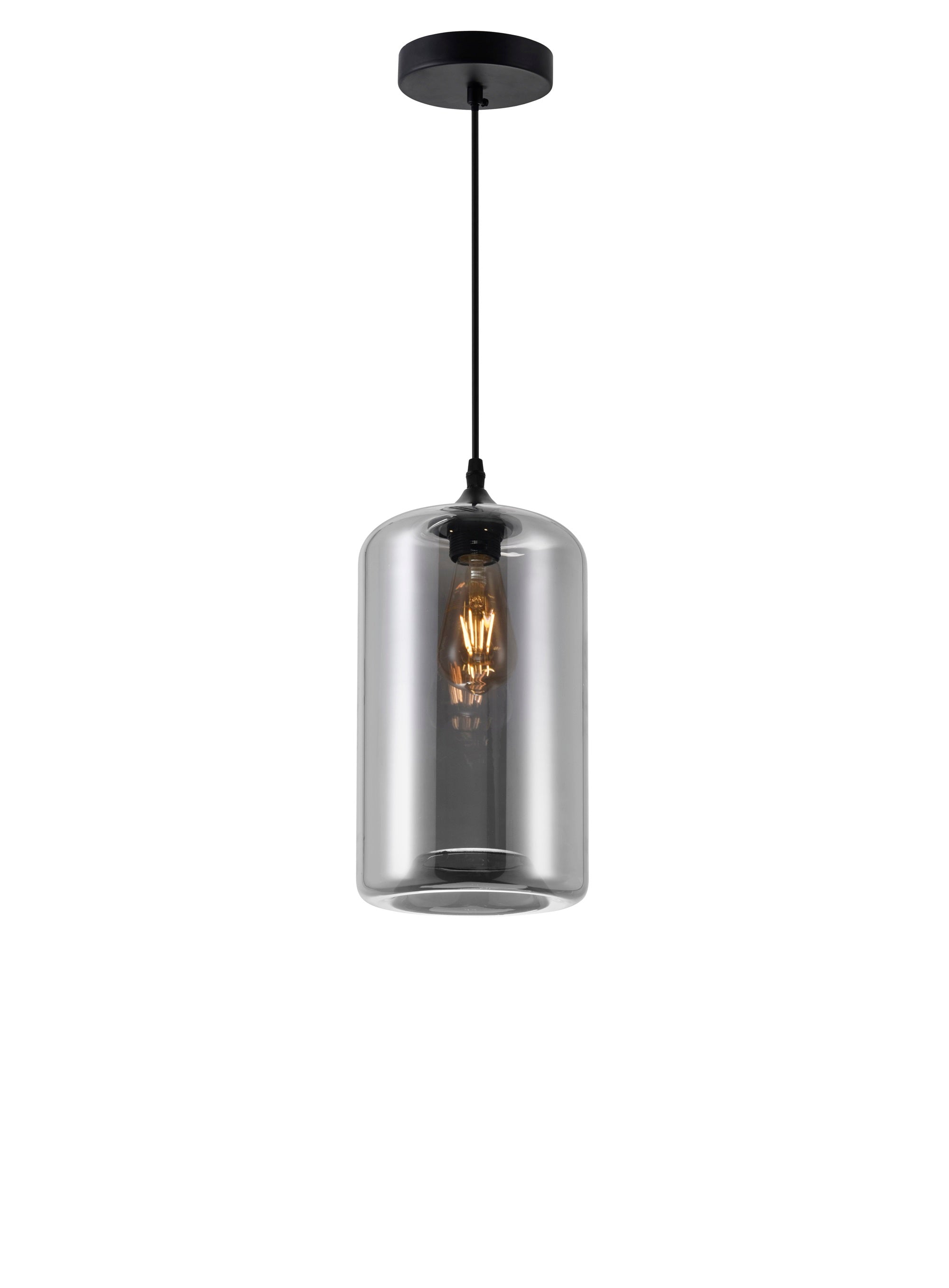 5553P7-Smoke Glass Light Down Mini Pendant With Smoke Finish