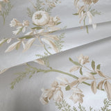 5597 Beige white green silver metallic floral botanical branches flowers wallpaper 3D