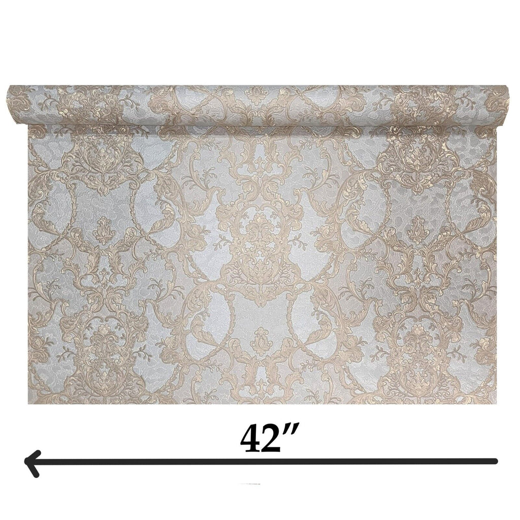Z80043 Bronze silver gold metallic damask wallpaper faux leopard cheet