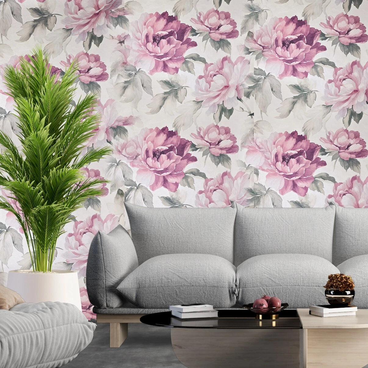 CB90019 Floral off white green pink large peony flowers focal CB90019 Floral off white green pink large peony flowers focal