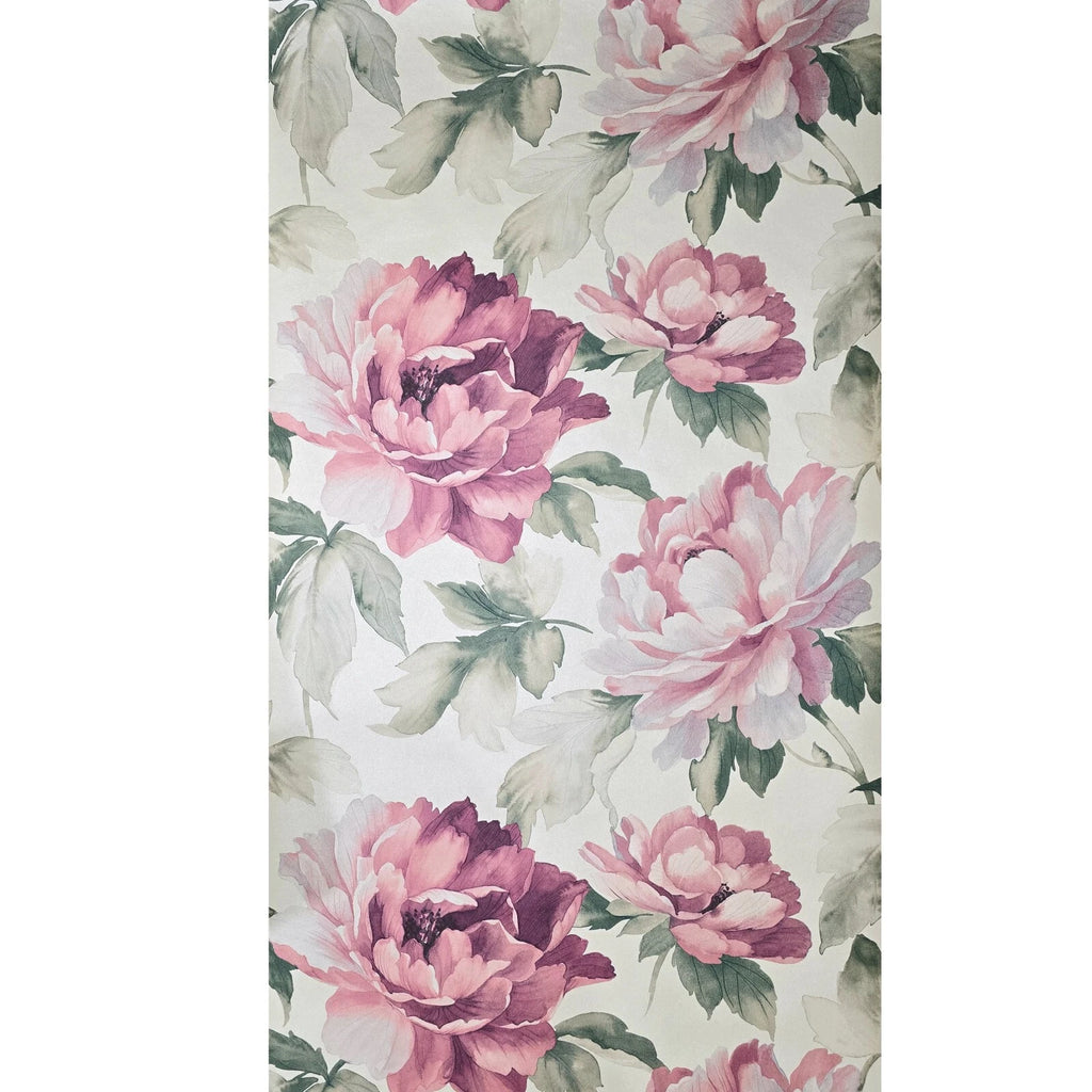 CB90019 Floral off white green pink large peony flowers focal