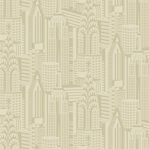 DC61503 Manhattan Skyline Beige Wallpaper