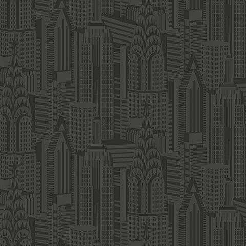 DC61510 Manhattan Skyline Black Wallpaper