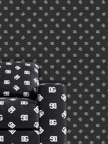 TCW007TCAHOU0074 Dolce & Gabbana Casa black white D&G logo print wallpaper textured roll