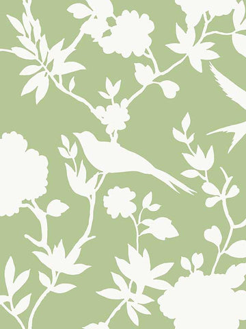 LN40904 Seabrook Tropical Bird leaf Green Wallpaper