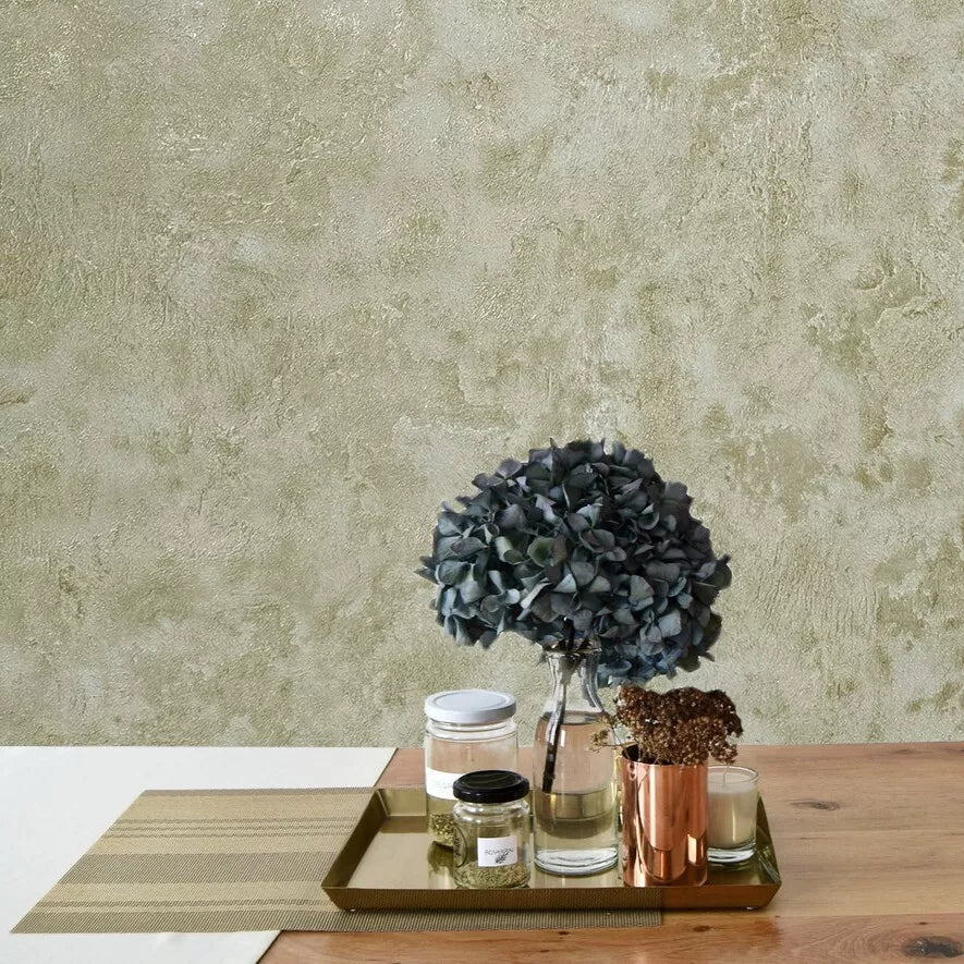 M13034 Beige sand cream brass gold metallic faux plaster distressed te ...