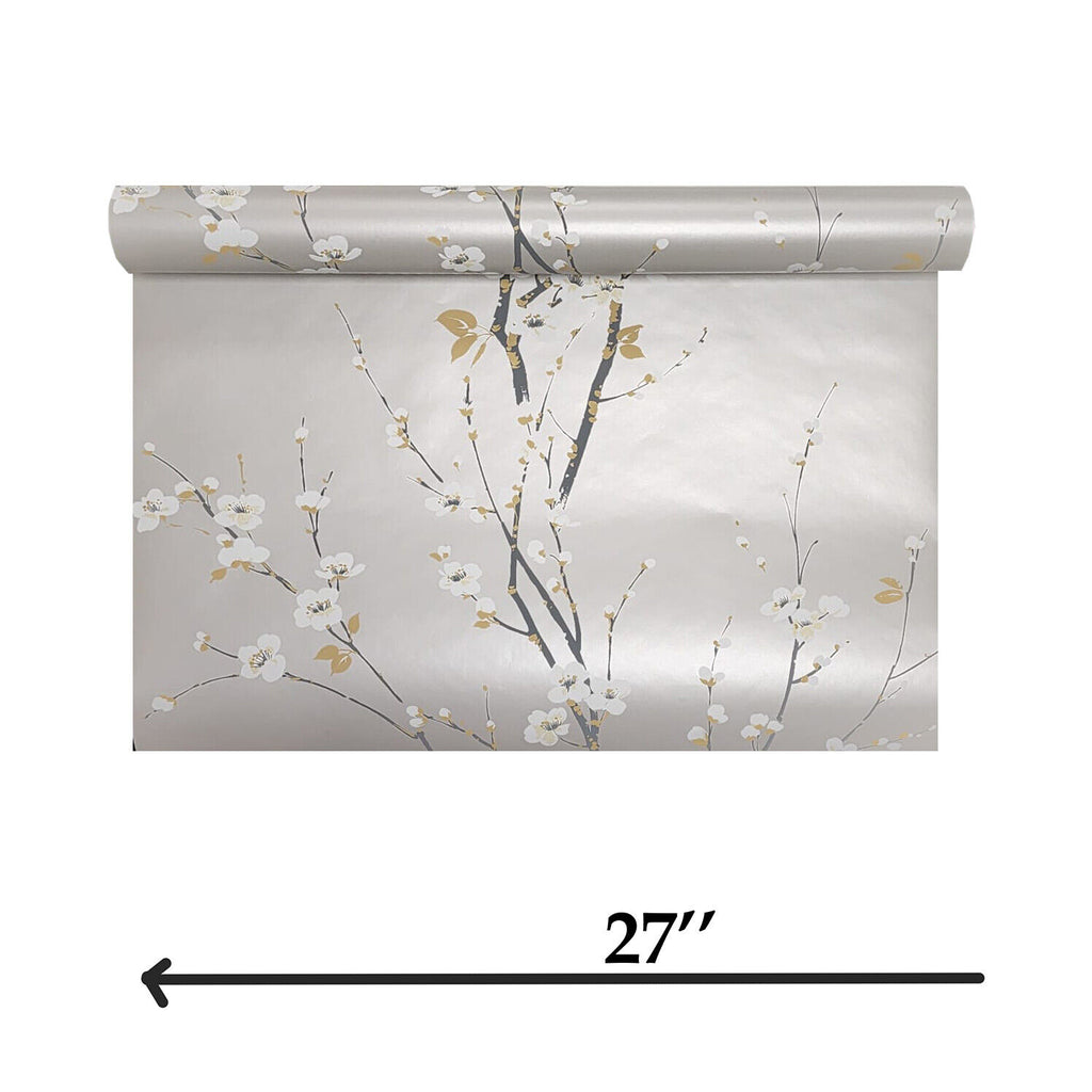 2927-81808, 12295 Monterey Silver metallic Mist Floral gray trees