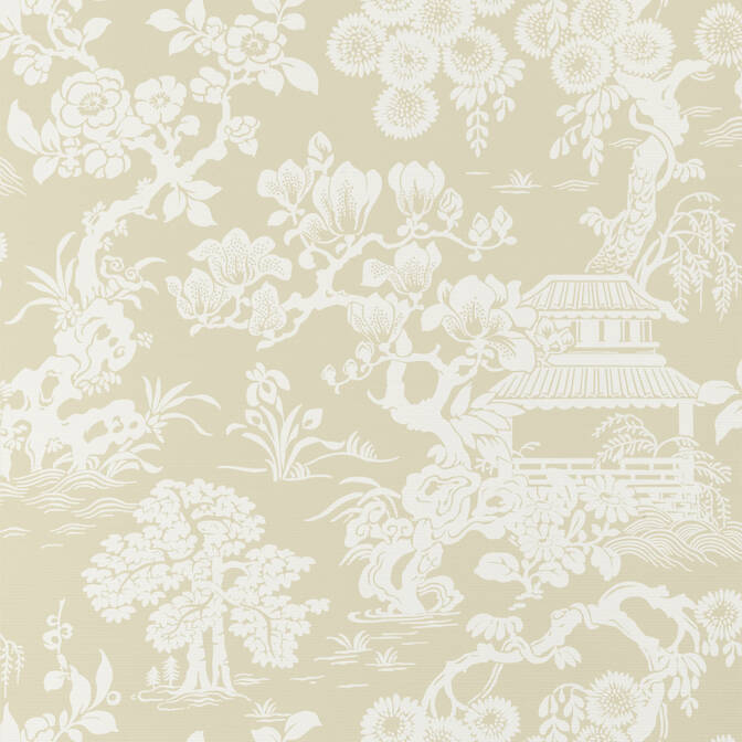 T13300 Pavilion JAPANESE GARDEN Beige wallpaper – wallcoveringsmart