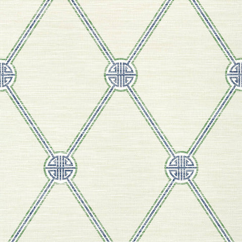 T13352 Pavilion TURNBERRY TRELLIS faux grasscloth  Beige Green wallpaper