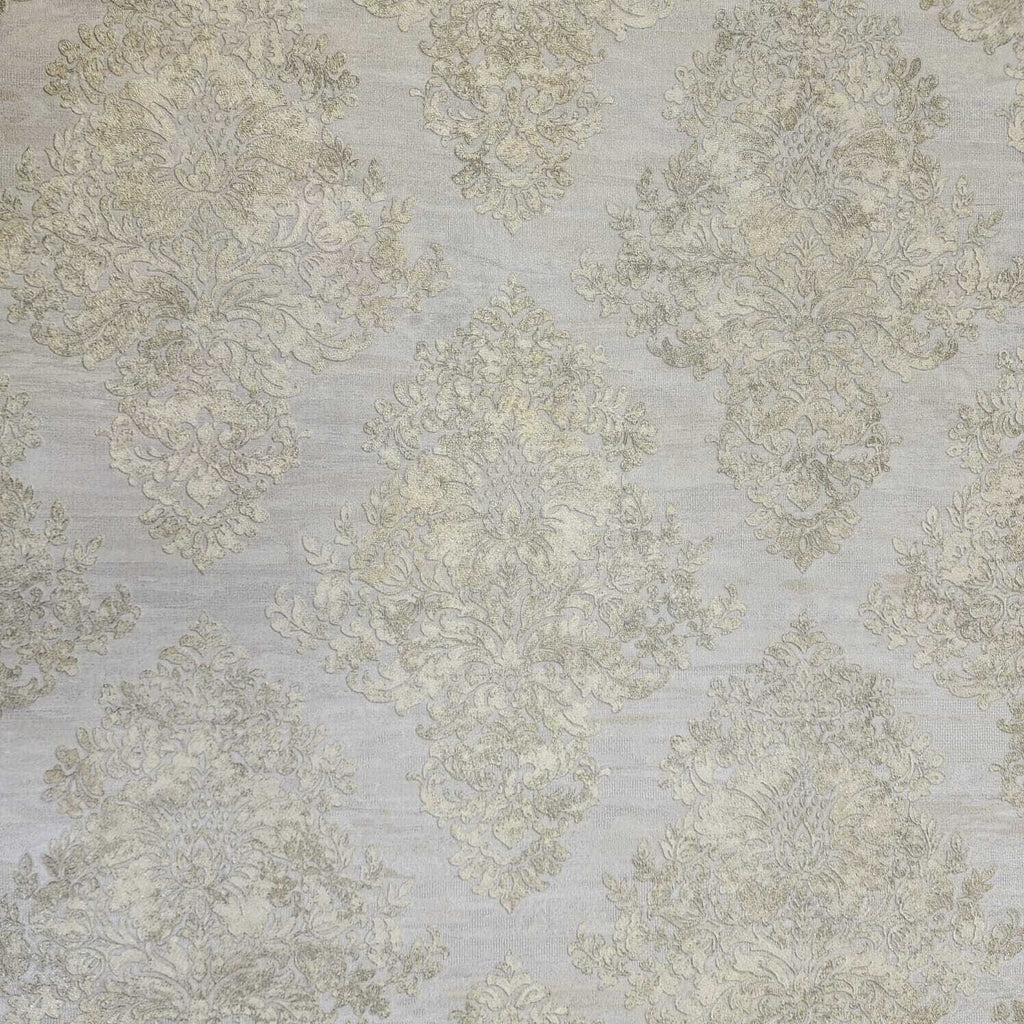 Z78036 Taupe Gray brass gold metallic textured Victorian damask faux f ...