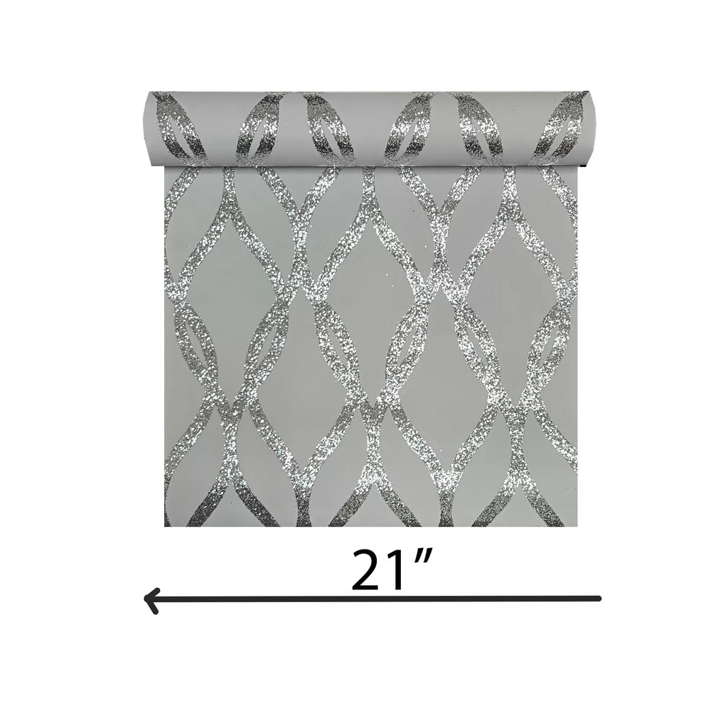 WM92180201 Sequin silver glitter trellis lines Textured