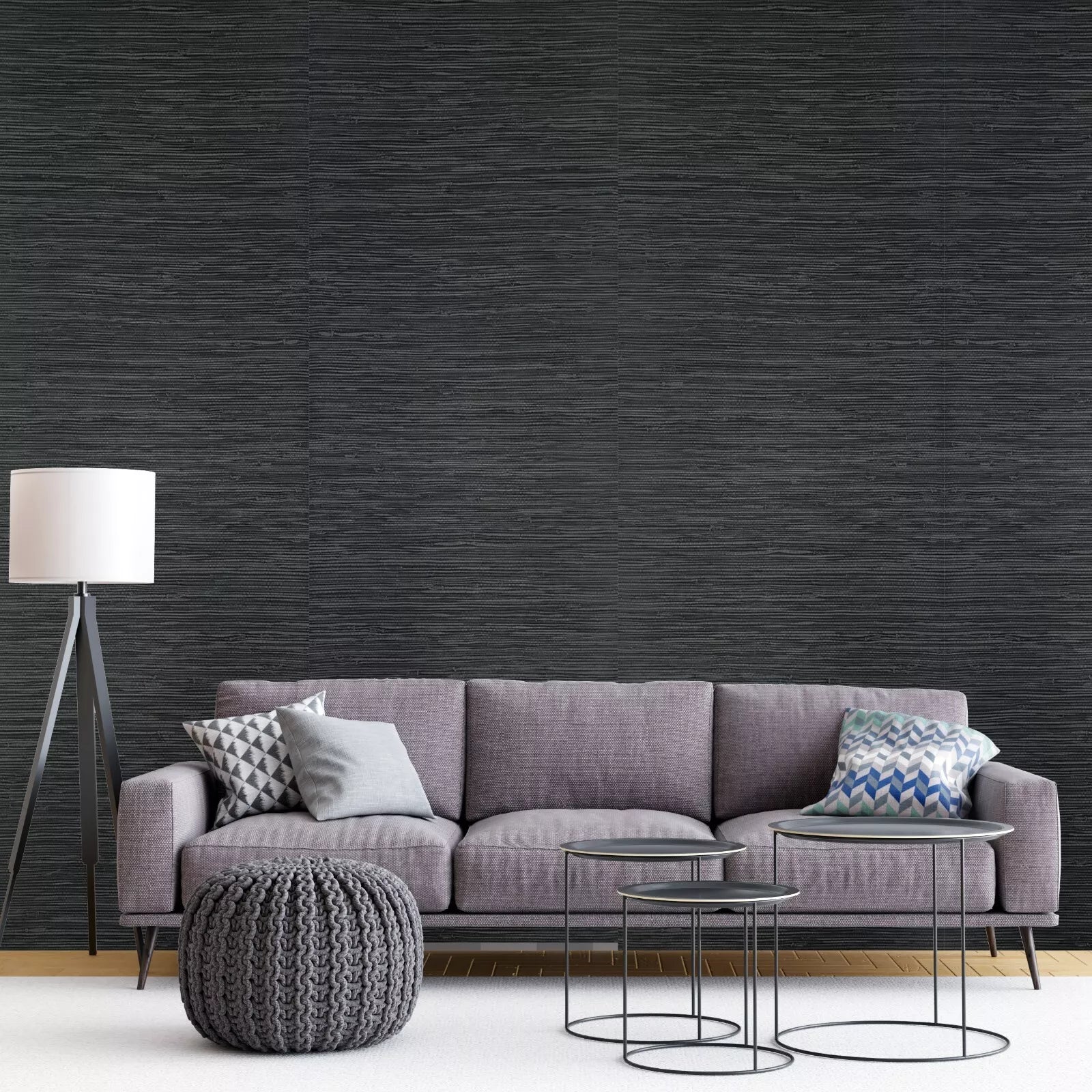 WMGL2032001 Dark gray heavy vinyl faux grasscloth textured plain