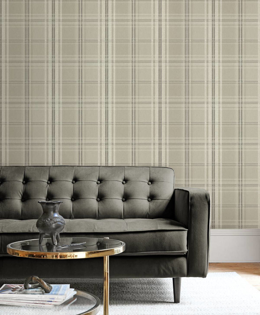 YM30110 String Tartan Beige Grey White Wallpaper wallcoveringsmart