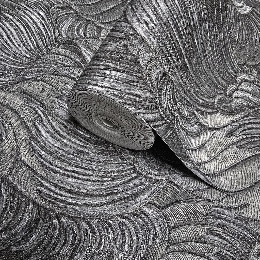 nico❀ART texturedart様 Z34908 Embossed feather-like motif Layered leaf dark gray