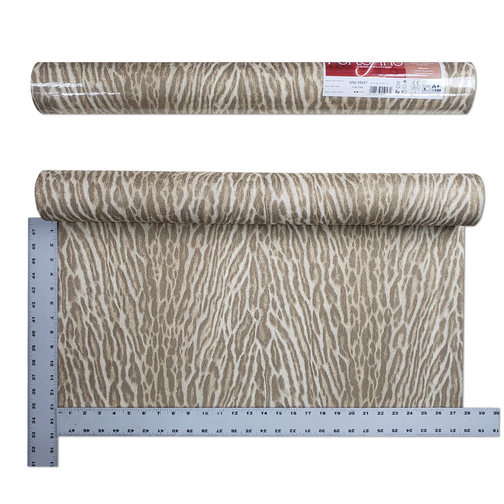 255057 Wallpaper Tiger faux animal fur textured modern ivory gold