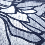 165001 Navy Blue Grey Silver Metallic Textured Flock Floral Wallpaper