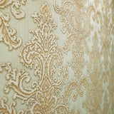 8518-05 Yellow Cream Beige Gold metallic textured Damask Wallpaper - wallcoveringsmart