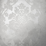 225002 White Pearl Metallic Flock Damask Wallpaper