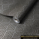 I213 Mica Vermiculite Gray silver Arthouse Geometric triangle Natural Wallpaper - wallcoveringsmart