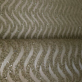 I241 Natural Mica Vermiculite taupe brass metallic wave lines Wallpaper