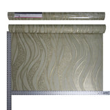 8562-08 Textured Wave Lines Gold Brass Metallic Wallpaper Embossed Damask - wallcoveringsmart