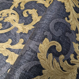 96231-6 Roll Versace Calligraphy Black Gray Gold Barocco Designer Wallpaper