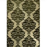 235002 Portofino brown bronze gold Flocked Victorian velvet damask Wallpaper 