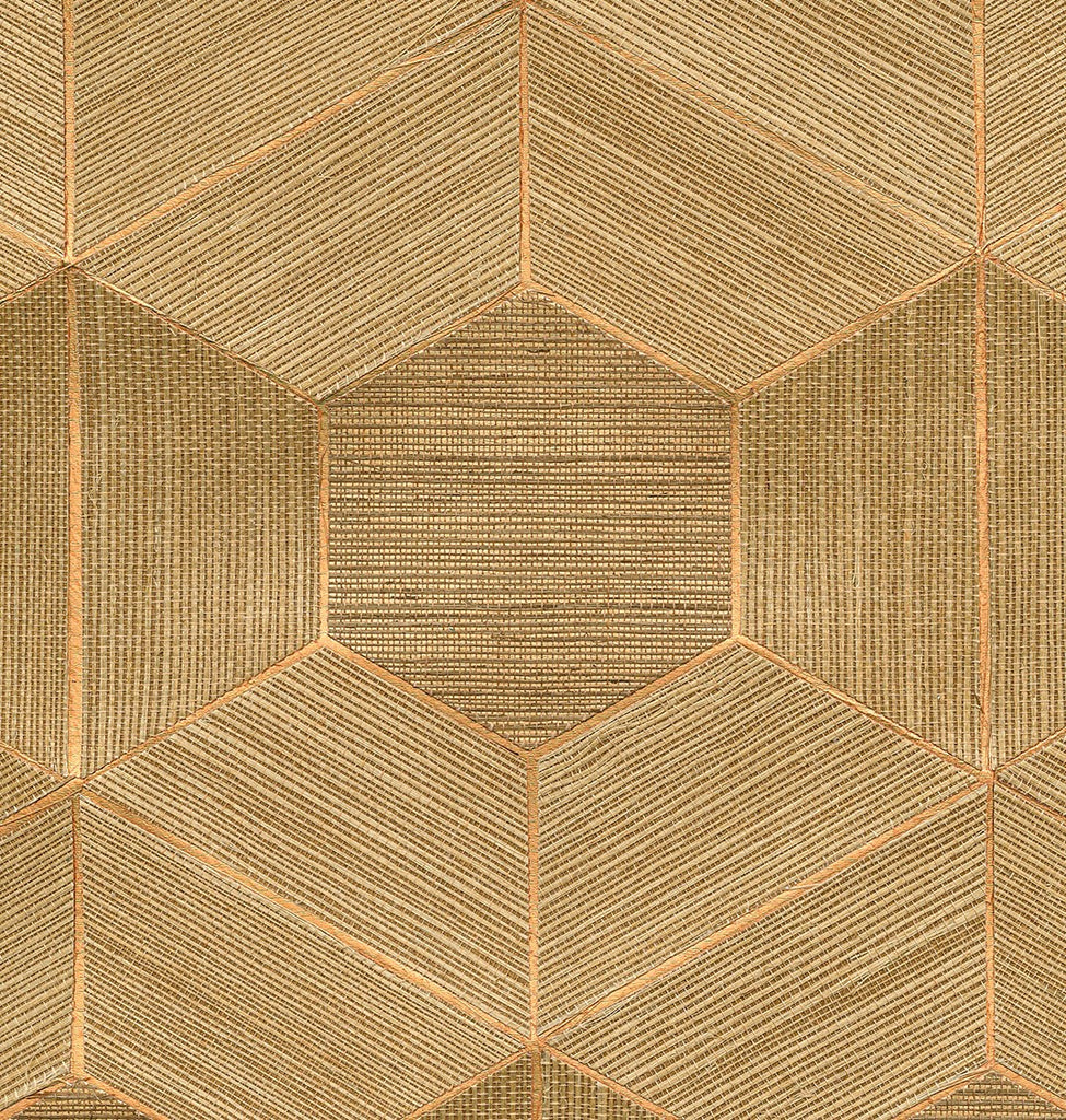 2972-86115 Linzhi Copper Sisal Grasscloth Inlay Wallpaper ...