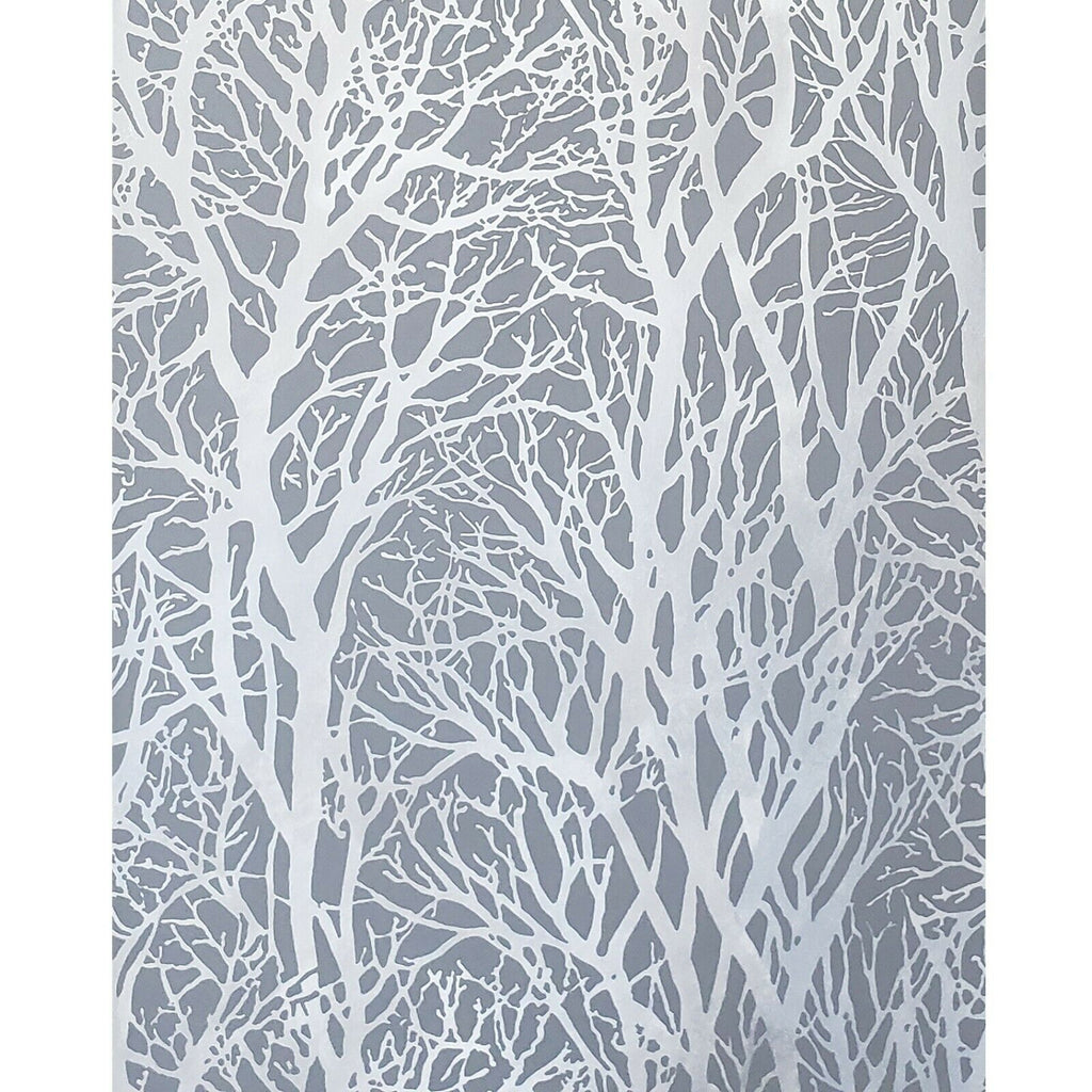 WM30094301 wallcoveringsmart dark gray – Metallic Trees branches Wallpaper silver Textured