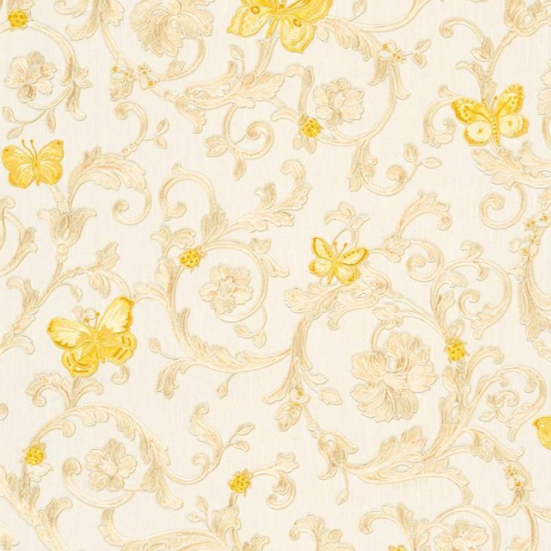 34325-1 Butterfly Barocco Cream Yellow Gold Off-white Wallpaper –  wallcoveringsmart