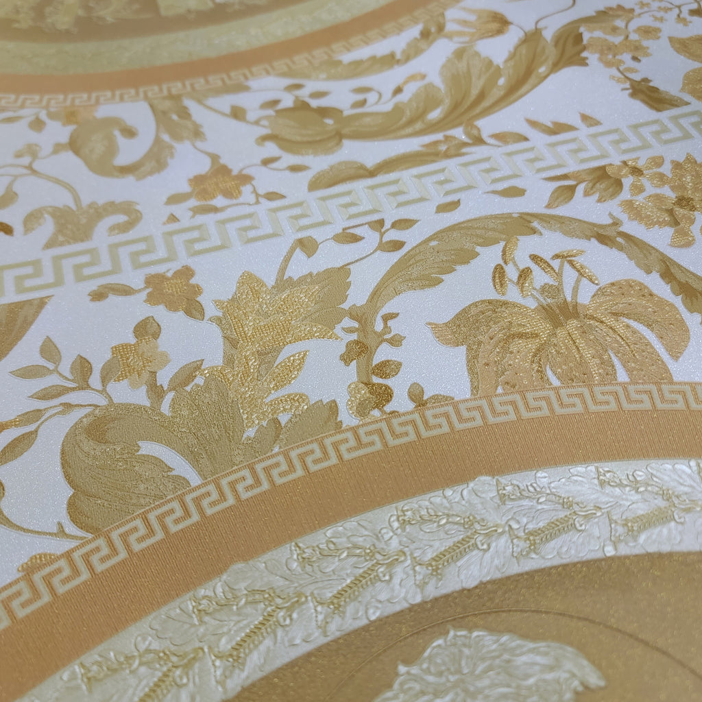 38705-4 Versace White Gold Barocco Square Floral Textured