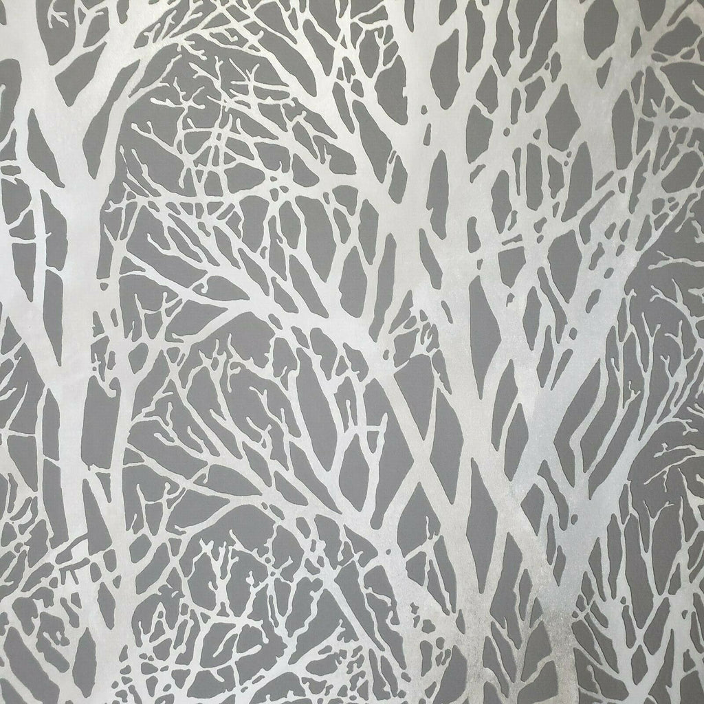 Wallpaper – Trees branches dark gray wallcoveringsmart Metallic Textured silver WM30094301
