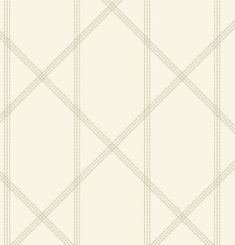 4074-26608 Walcott Cream Stitched Trellis Wallpaper