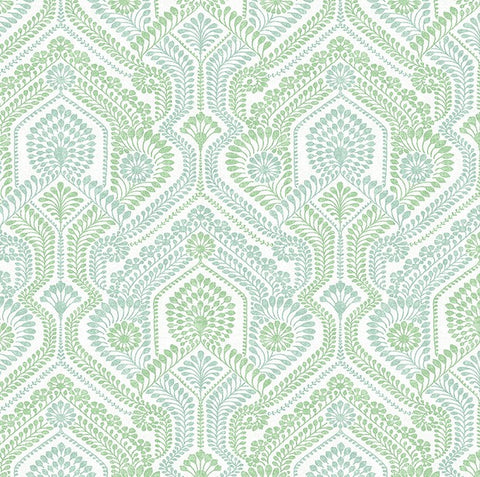 4074-26614 Fernback Green Ornate Botanical Wallpaper