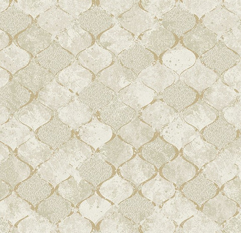 4105-86609 Pilak Gold Ogee Tile Wallpaper