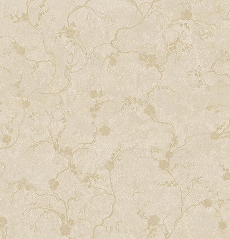 4105-86649 Mahina Gold Floral Vine Wallpaper