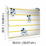 DI0931 York Disney Mickey Mouse Stripe Unpasted Yellow Wallpaper