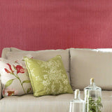 75806 Portofino Burgundy Red Faux Grasscloth Textured Plain Wallpaper 