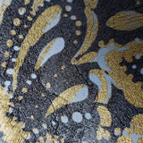 76011 Portofino Textured black gray gold Metallic Floral damask 3D Wallpaper