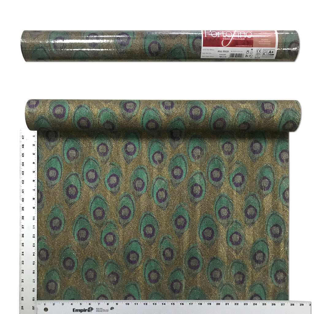 255020 Peacock Gold Glitter Wallpaper – wallcoveringsmart