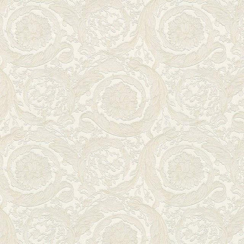 93583-5 Barocco Flowers White Wallpaper - wallcoveringsmart