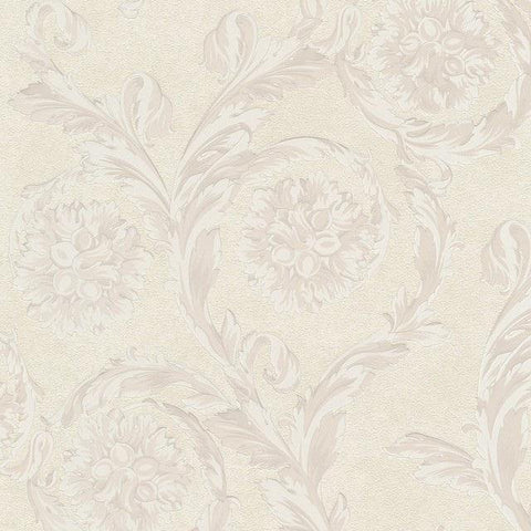 93588-1 Cream Off White Floral Barocco Wallpaper - wallcoveringsmart