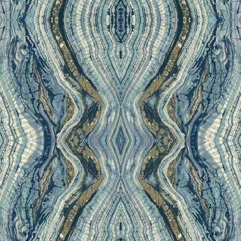 BH8398 York Kaleidoscope Blue Stone Metallic Wallpaper